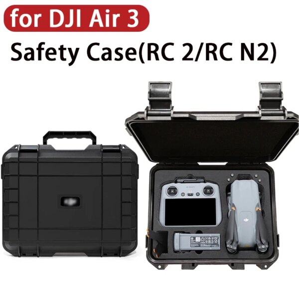 Black Waterproof Box For DJI Air 3 Compatible with Remote Control RC 2/RC N2 Hard Case Storage Box For DJI Air 3 Drone Accessory