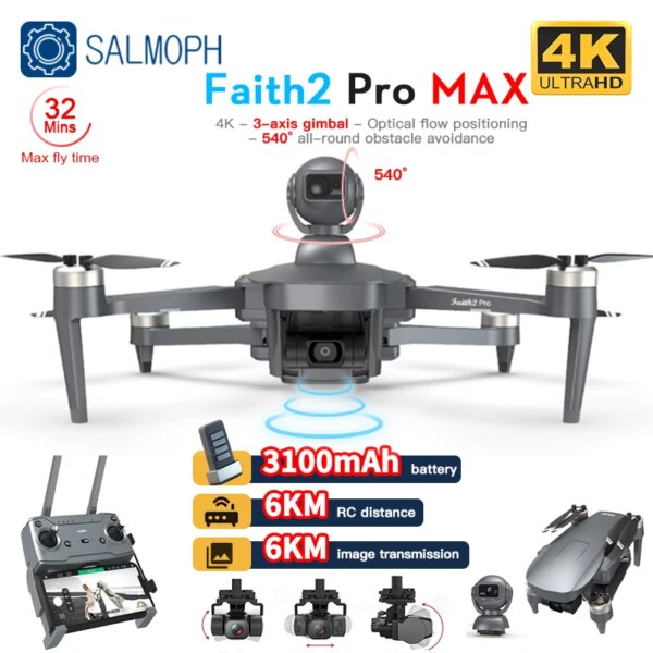 C-FLY Faith2 Pro MAX Drone 4K Professional 3-Axis Gimbal 5G Wifi GPS Dron With Camera 540° Obstacle Avoidance RC Quadcopter