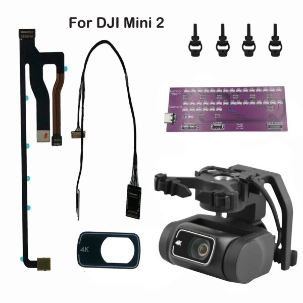 Câmera cardan para DJI MINI 2, 3 em 1, cabo plano flexível, PTZ Wire Test Tool, lente de borracha cardan vazia, tampa de vidro, genuíno