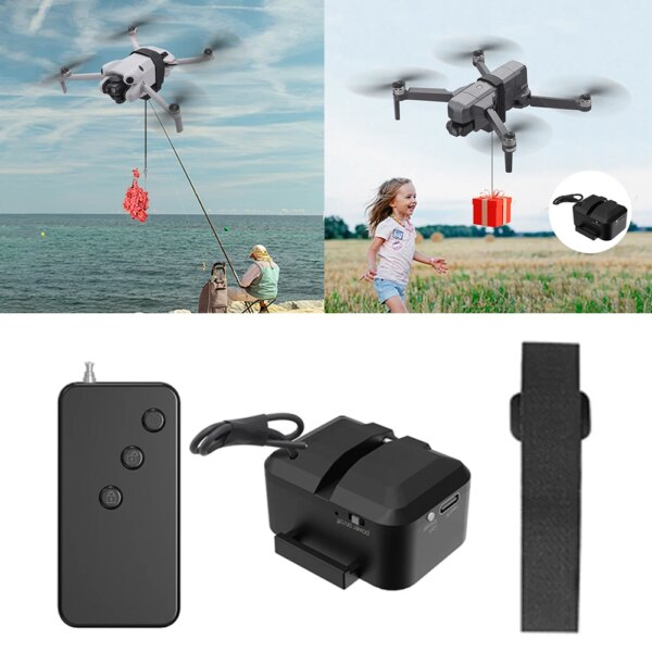 Drone Airdrop Thrower System for DJI Mini 4 Pro Universal Air Dropper Device with Remote Control for Fishing Wedding Search