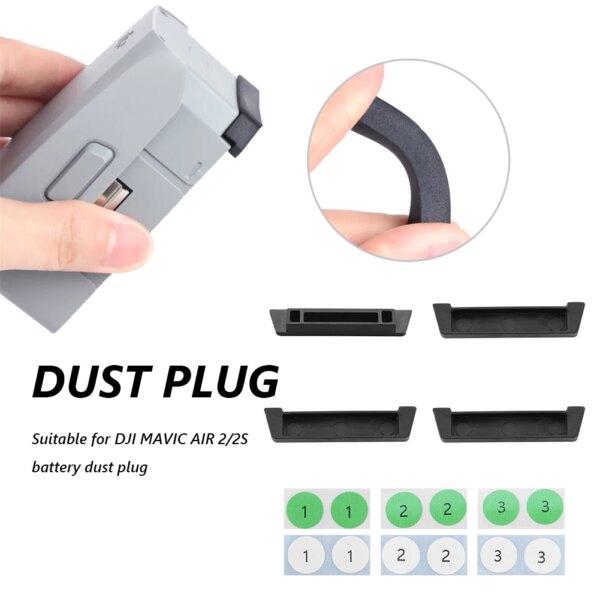 Drone Body Battery Port Protection Cover Cap Charging Port Dust Proof Plugs with Number Stickers for DJI Air 2S Mavic Air 2