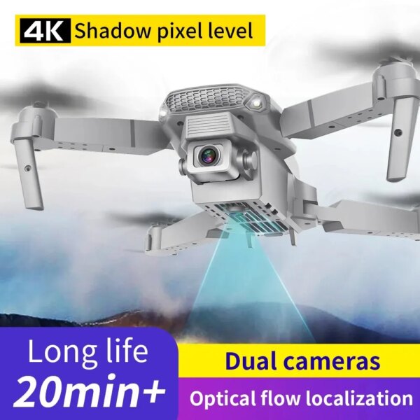 Drone E88 4k Wide-angle HD Camera WiFi FPV Height Hold Foldable RC Quadrotor Helicopter Dual Camera Children's Toys