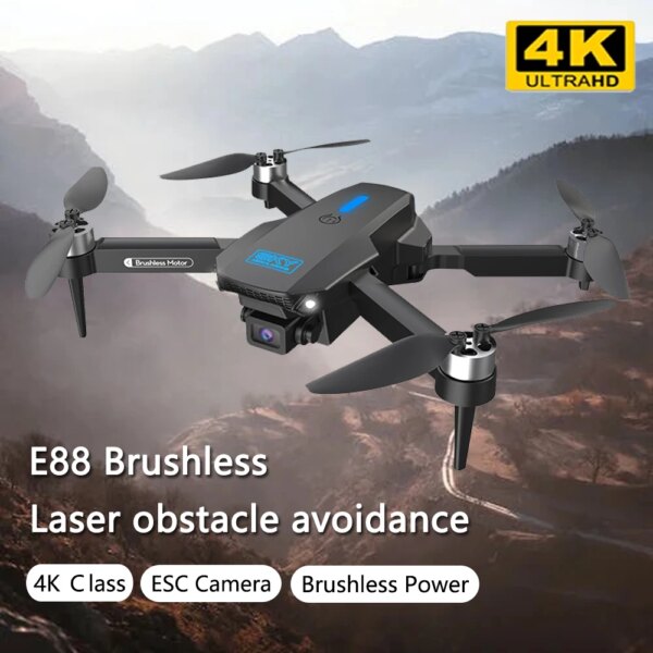 E88 Pro Brushless Drone With Camera RC Drone 4K Professinal HD Camera Foldable Drone Helicopter WIFI Aerial Photography Boy Toys