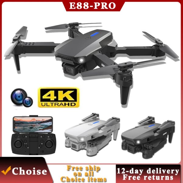 E88 Pro Brushless Drone with camera RC Drone 4K Professinal HD Camera Foldable Dron Helicopter WIFI Aerial Photography Boy Toys