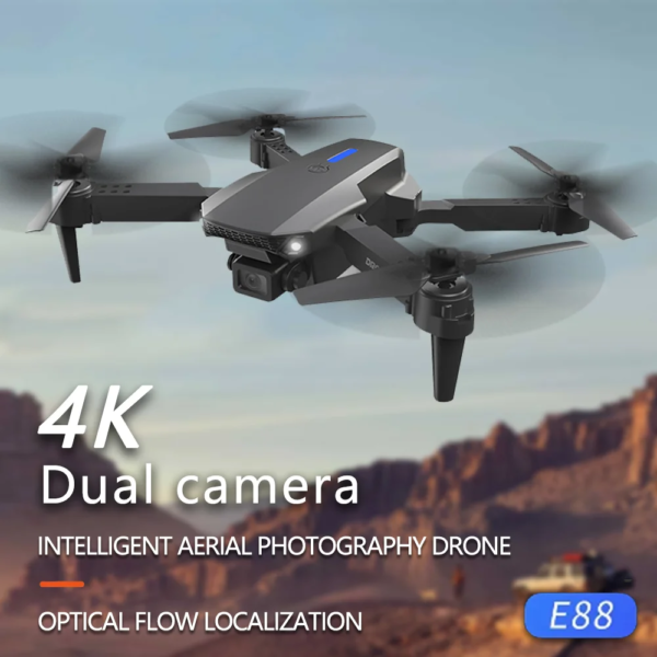 E88 Pro Drone 4K Profesional HD Dual Camera RC Airplane Hight Hold Mode Foldable Arm Wide Angle Camera Airplane Toy Helicopter