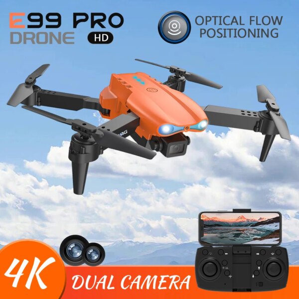 E99 Pro Dron with 4K Dual Camera  Optical Flow Quadcopter Obstacle Avoidance Aerial Photography Dron Large capacity battery toy