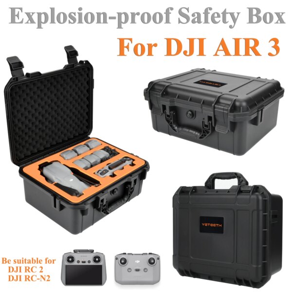 Explosion-proof Safety Box for DJI AIR 3 Storage Portable Bag Water-proof Handbag Hard Shell Case Protective Carrying Box Acc