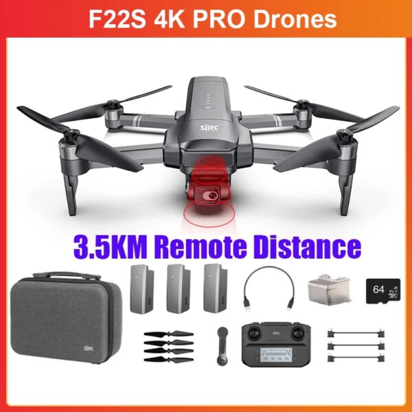 F22S 4K PRO HD Camera Drones Obstacle Avoidance 2 Axis Gimbal 3.5km RC Helicopter Professional FPV Drone 5G Wifi GPS Quadcopter