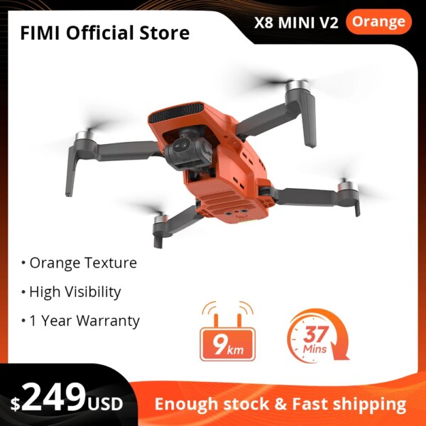 FIMI X8 MINI V2 245g With 4K Camera HDR Video 3-axis Mechanical Gimbal 9KM flight range GPS Foldable RC Drone Quadcopter RTF