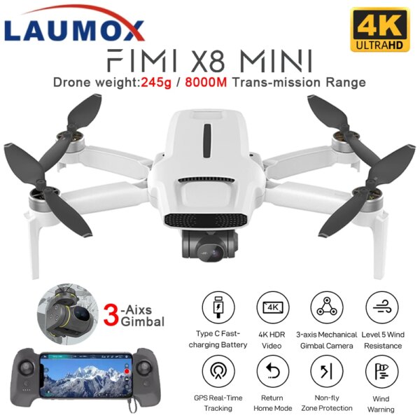 FIMI X8 Mini Drone GPS 250g-class drones 8km 3 Axis Gimbal With 4K HDR Camera Professional mini drone Foldable RC Quadcopter