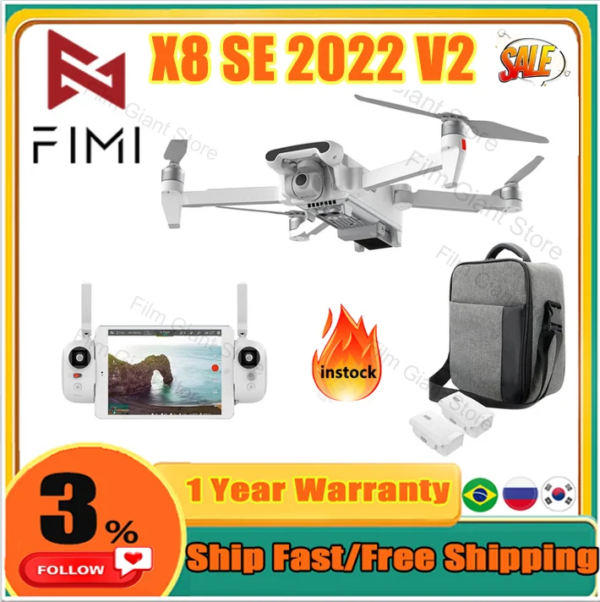 FIMI X8 SE 2022 V2 3-axis Gimbal 4K HD Camera Drone Wifi GPS Drone RC Helicopter