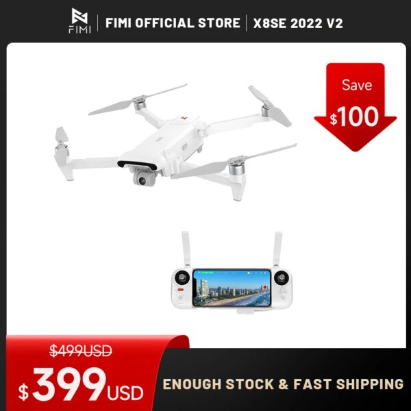 FIMI X8SE 2022 V2 Camera Drone 4K professional Quadcopter camera RC Helicopter  FPV 3-axis Gimbal 4K Camera GPS RC x8 Drone