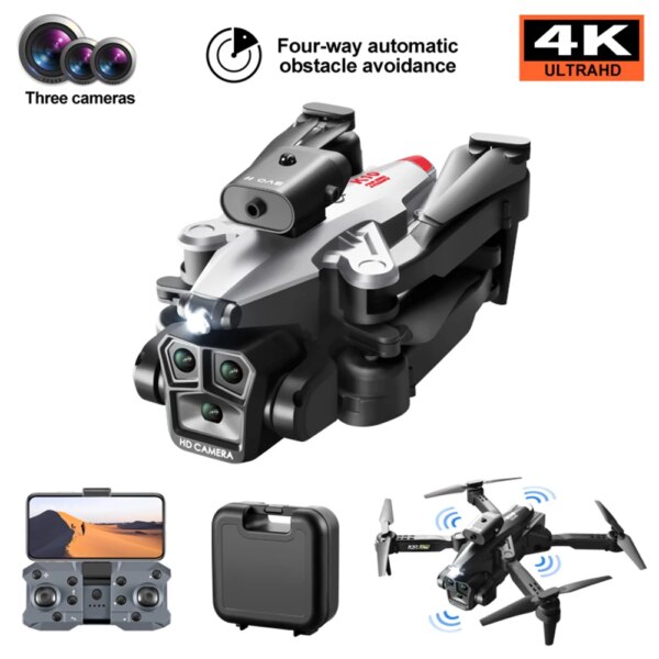 Foldable Camera-Drone With 3 Lens One Key Take Off/Landing Quadcopters Professional 4K Camera Avoidance Helicopter For Beginner