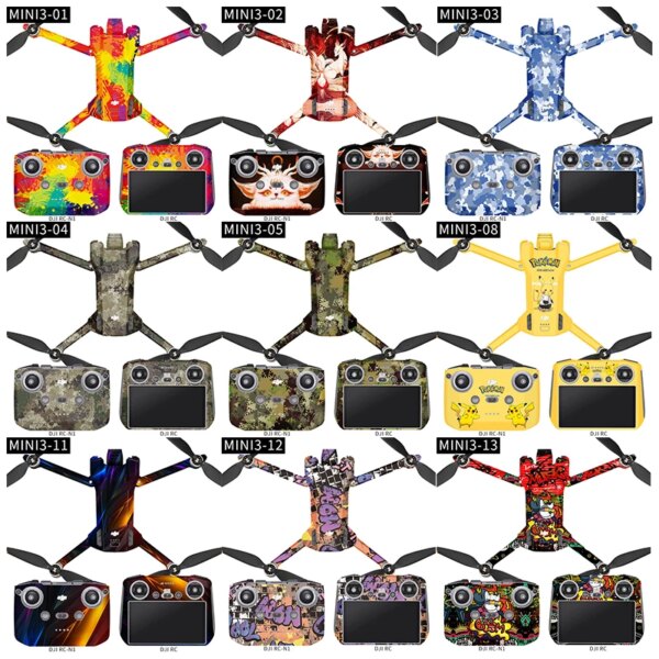 For DJI MINI 3 Drone Body PVC Stickers Anti-scratch Protective Film DJI RC/RC-N1 Remote Controller Plane Skins Guard Accessories