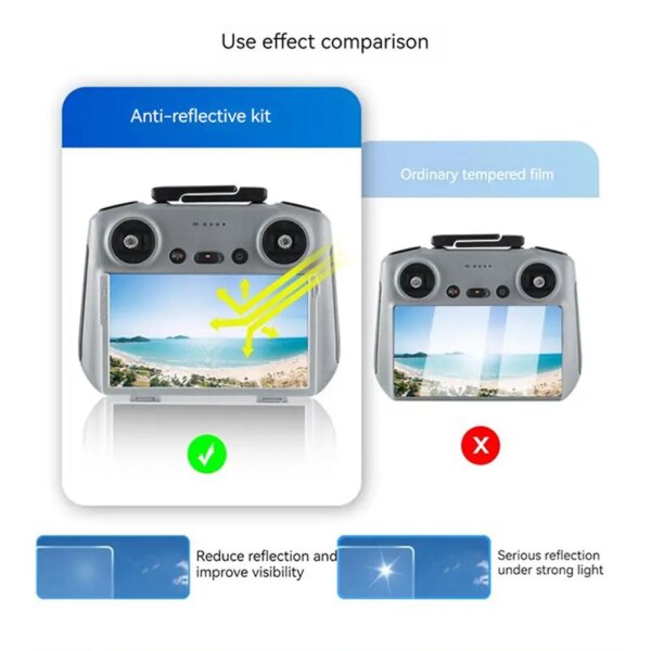 For DJI MINI 4 Pro RC2 Tempered Glass Film Remote Control Film Eye HD Screen Blue Anti-scratch Light Protection Film Protec F6K3