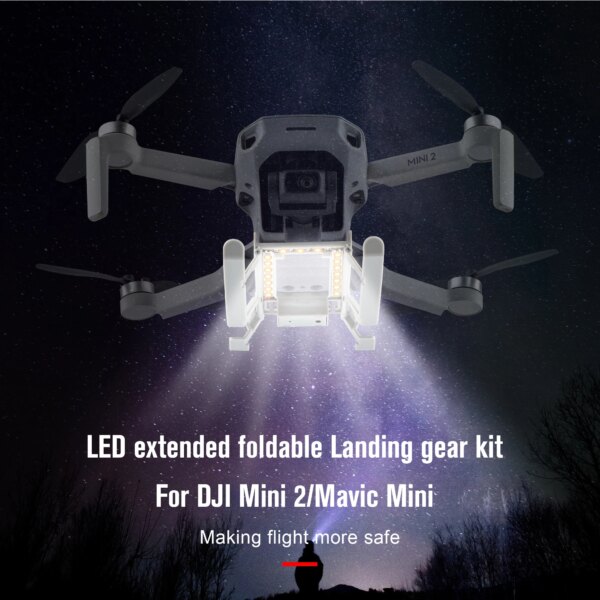 For DJI Mini 2 LED Landing Gear Night Flight Folding Height Extended Skid Protector for  Mini 1/2 mini se Drone Accessories