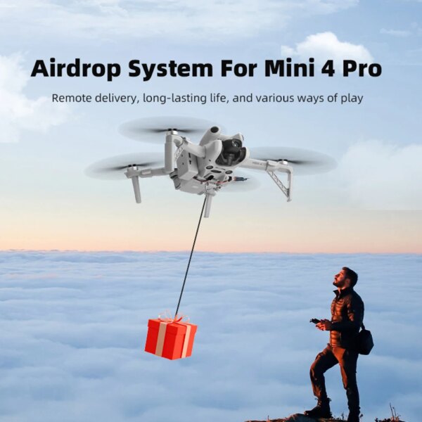 For DJI Mini 4 Pro Drone Airdrop Thrower System USB Charging Payload Delivery Thrower Drone Thrower for Fishing Wedding Search