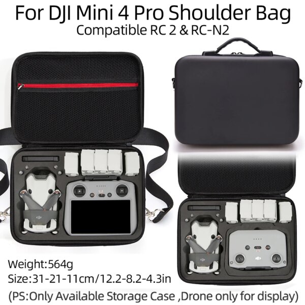 For DJI Mini4 Pro Storage Bag DJI Rc Remote Controller Portable Carrying Box Black Case Handbag Smart Controller Accessories Bag