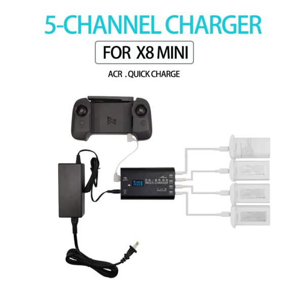 For FIMI X8 Mini 5 in1 Charger Controller Fast Battery Charging Hub Car Recharger for Drone