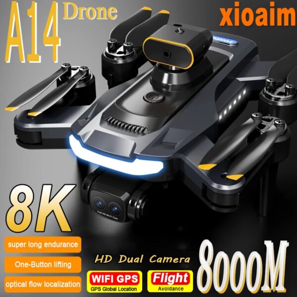 For Xiaomi A14 Drone 8K HD Professional ESC Dual Camera Obstacle Avoidance Optical Stream Positioning Quadcopter Christmas Gifts