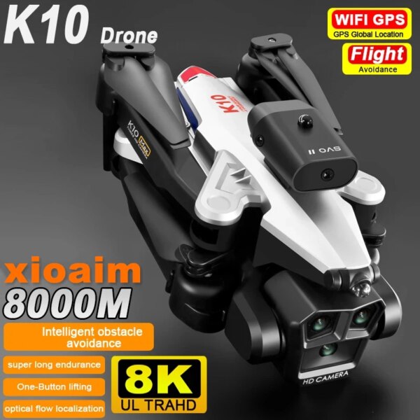 For Xiaomi K10 Max Drone 8K HD GPS Three Camera Wide Angle Optical Flow Four-way Obstacle Avoidance Localization Christmas Gifts