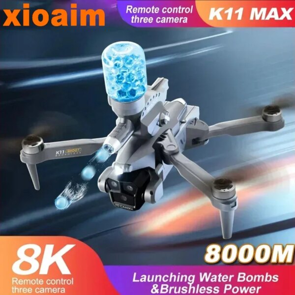 For Xiaomi K11MAX Drone 8K HD Three Cameras Launching Water Bombs Brushless GPS Optical Flow RC Aircraft Aerial Quadcopter Toys