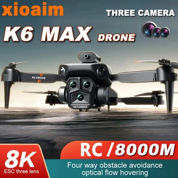 For Xiaomi K6 Max Drone 8K GPS Professinal 3Cameras Wide Angle Optical Flow 4way Obstacle Avoidance Quadcopter Aerocraft Toy