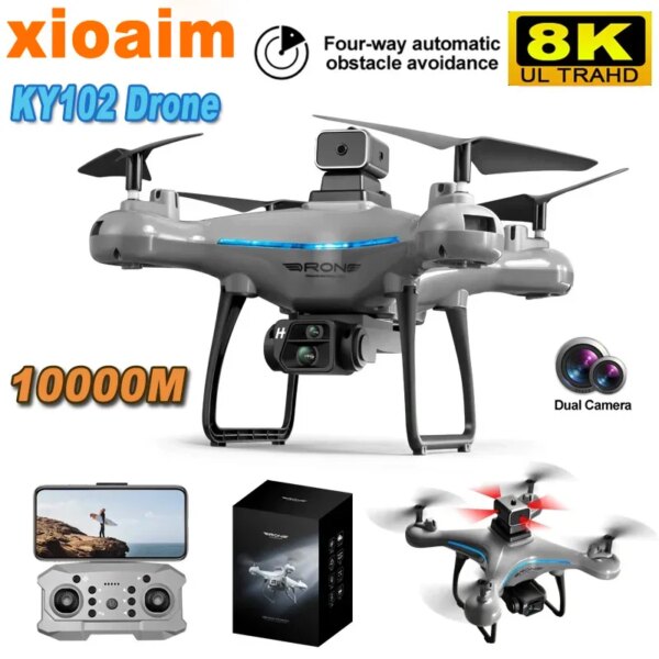 For Xiaomi KY102 Drone 8K Professional HD Dual Camera Aerial Photography Obstacle Avoidance Optical Four-Axis RC Aerocraft Toy