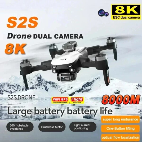 For Xiaomi S2S 8K Drone 5G GPS Profesional Aerial Photography Dual-Camera Omnidirectional Obstacle Brushless Avoidance Quadcopte