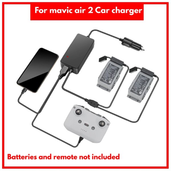 For mavic air 2 car charger battery car charger car dual battery housekeeper,4 in 1 Battery Car Charger for mavic Air 2 Drone