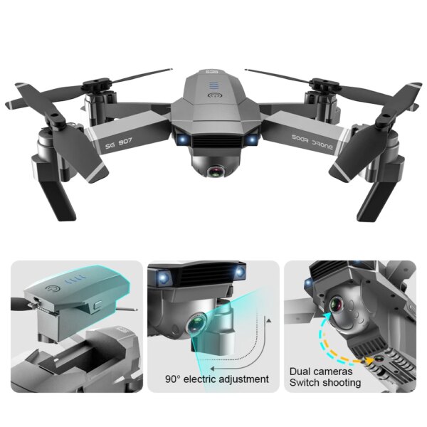 GPS Drone with 4K HD Adjustment Camera Wide Angle 5G WIFI FPV RC Quadcopter Professional Foldable Drones VS MAVIC 2 E520S E58