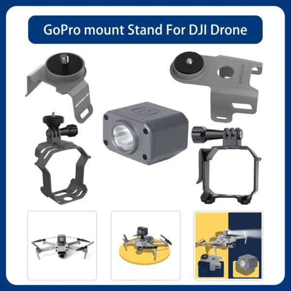 Gopro Mount Stand for Dji Mini 3 Pro Drone Camera Adapter Mount Clamp Holder for DJI AIR 2S/MAVIC 3 LED Light Accessory