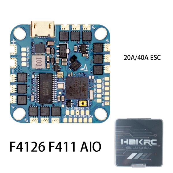 HAKRC F4126 F411 AIO Flight Controller ICM42688 BLHELI_S 20A/40A ESC Built-in OSD Barometer Current Sensor 2-6S for RC FPV Drone