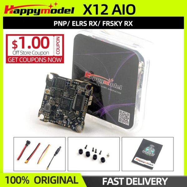 HappyModel X12 AIO 5IN1 Flight Controller 1-2S Integrated Built-in Receiver ELRS/FRSKY/FLYSKY OPENVTX For RC FPV Drone Mobula7