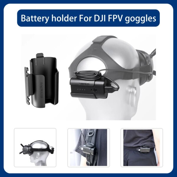 Headband Battery Case Shell for DJI FPV Combo Goggles V2 Power Back Buckle Clip Fixed Holder with Winder for DJI FPV Accessories