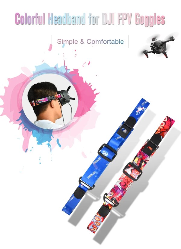 Headband For Dji Fpv Googles V2 Battery Strap Head Band Kleurrijke Verstelbare Voor Vr Bril Hoofdband Hoofddoek Drone Accessorie