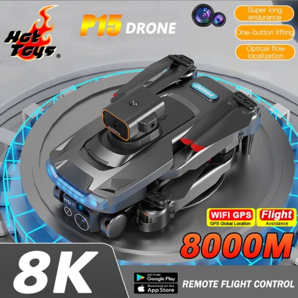 Hot Toys P15 Drone 4K Professional Camera 8K GPS HD Aerial Photography Dual-Camera Omnidirectional Obstacle Avoidance Drone