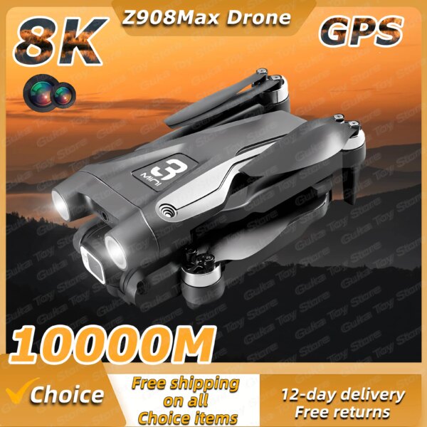 Hot Z908Max GPS Drone 8K HD Dual Camera 10KM Professional  WIFI FPV Obstacle Avoidance Brushless Four-Axis Folding RC Quadcopter