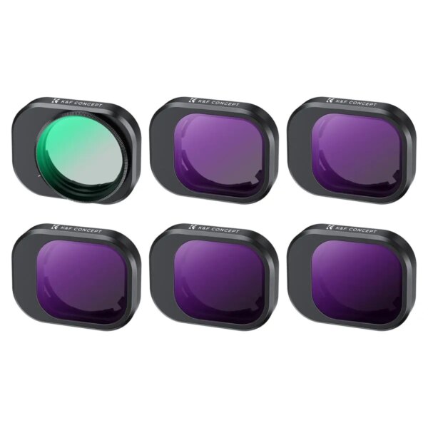 K&F Concept CPL&ND 6Pcs Lens Filter Kit for DJI Mini 4 Pro (CPL+ND8+ND16+ND32+ND64+ND128) Waterproof Anti-scratch 28 Multi-Layer