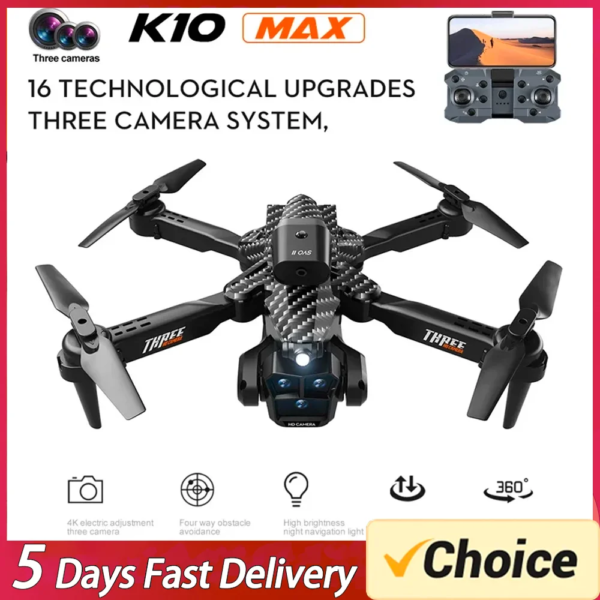 K10 MAX Drone Carbon Fibre 8K HD Three Camera Professional Obstacle Avoid Aerial Photography Optical Flow Brushless Quadcopter