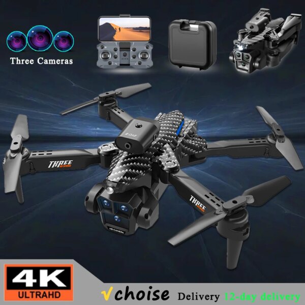 K10 Max Drone with 4K Three-Camera HD Professional Aerial Photography Aircraft One-Key Return Obstacle Avoidance GPS Dron Toys