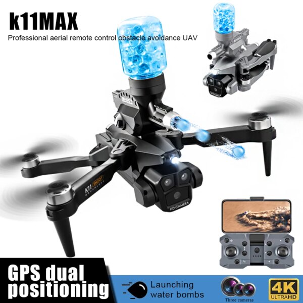 K11 Max Drone With Water Bombs Professional Aerial Photography Aircraft 8K Three Camera Obstacle Avoidance Foldable Quadcopter