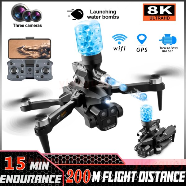 K11 Max Drone with Water Bombs Professional Aerial Photography dron Flash 8K Three Camera Obstacle Avoidance Foldable Quadcopter