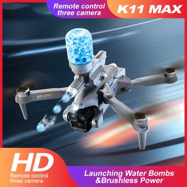 K11Max Drone With Water Bombs Aerial Photography Drone Optical Flow 360°Obstacle Avoidance 4KHD Three Camera Foldable Quadcopter