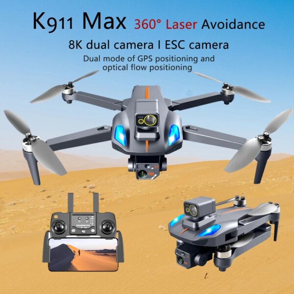 K911 MAX GPS Drone 8K Professional 360° Obstacle Avoidance Dual HD Camera Brushless Motor Foldable Quadcopter RC Aviator