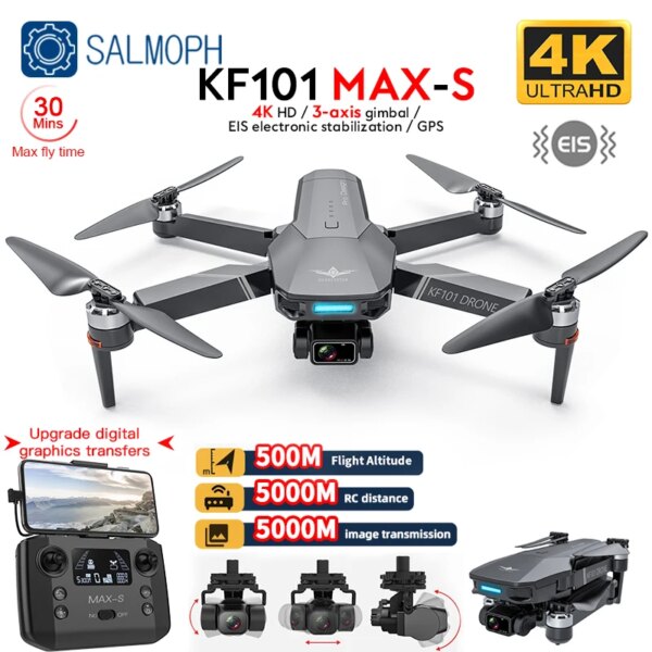 KF101 MAX-S Drone Professional With 4K Camera 5KM WIFI 500m Height EIS 3-axis Gimbal FPV Brushless Quadcopter RC GPS Dron