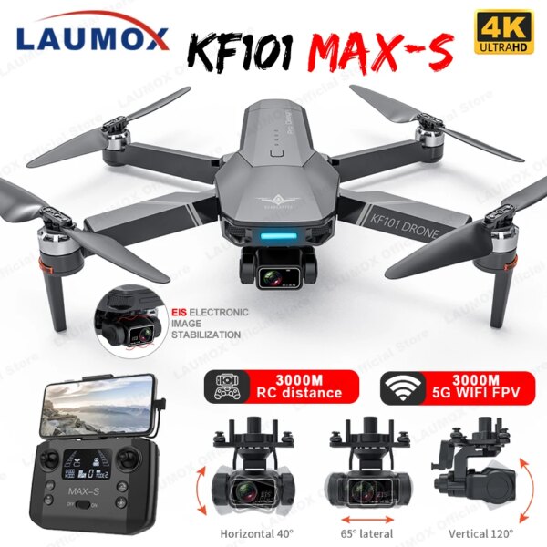 KF101 MAX-S GPS 5G Wifi Drone 4K Professional EIS Camera Anti-Shake 3-Axis Gimbal Brushless Motor RC Foldable Quadcopter