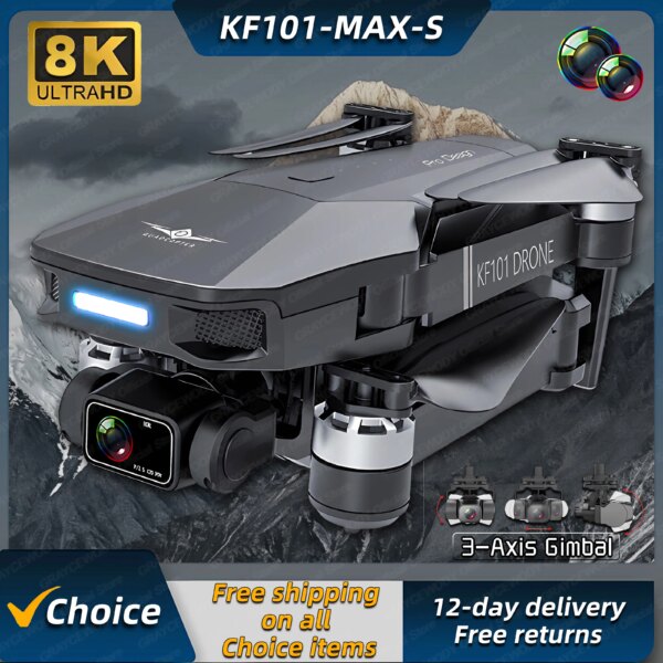 KF101Max-S GPS Drone 4K Professional 8K HD EIS Camera 3Axis Gimbal Brushless Motor RC Foldable Quadcopter RC Distance Sell Apron