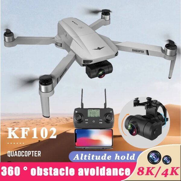 KF102MAX Dron 4K Profesional with HD Camera 5G WiFi GPS 2-Axis Anti Shake Gimbal Quadcopter Brushless Motor Drone with Camera