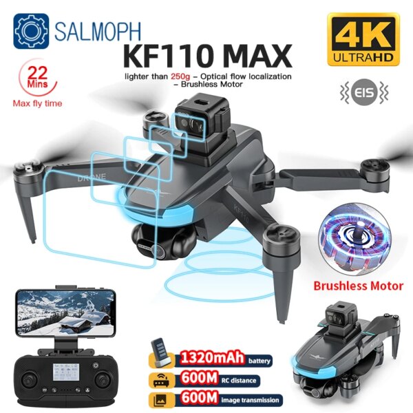 KF110 / KF110MAX Drone 4K Profesional with HD Camera 5G WiFi GPS 2-Axis anti shake Gimbal Quadcopter Brushless Motoror Mini Dron